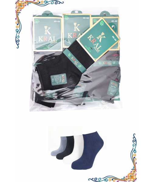 Erkek Yazlık Bambu Soket Uzun Karma Renkli Çorap 12 ÇİFT